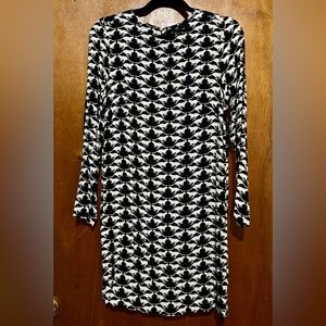 H&M Black & White Long Sleeve Cat Dress